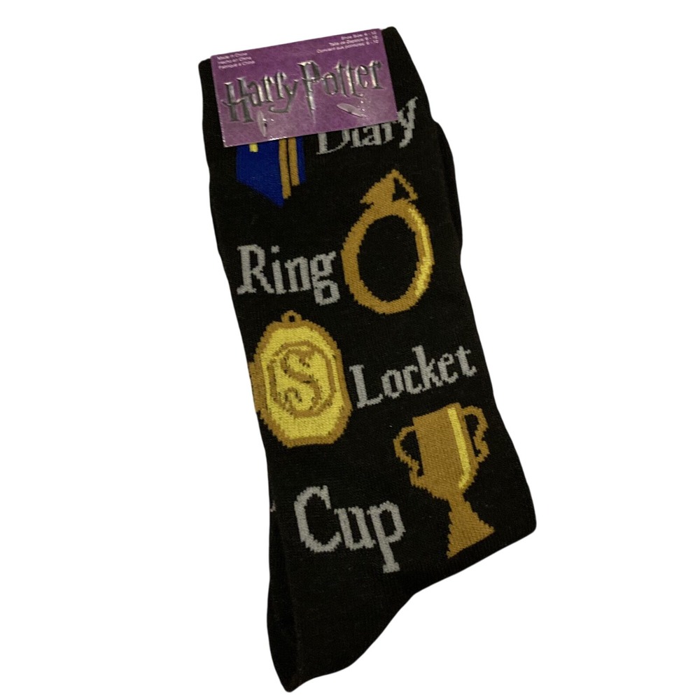 Harry Potter Horcrux Loot Crate Exclusive Crew Socks‎ Black Mens 6-12 HYP New